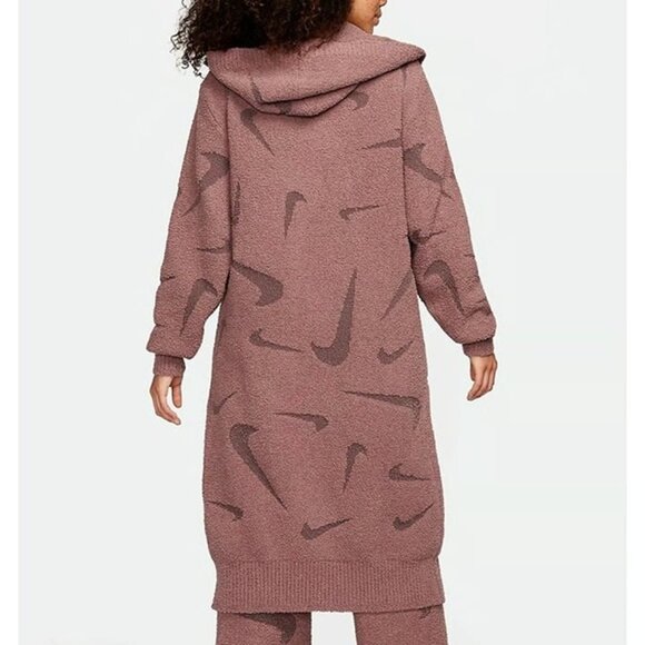 Nike Phoenix Cozy Boucle Long Knit Cardigan Sizes XS-XL Women Plum FD4282-208 - Picture 4 of 6